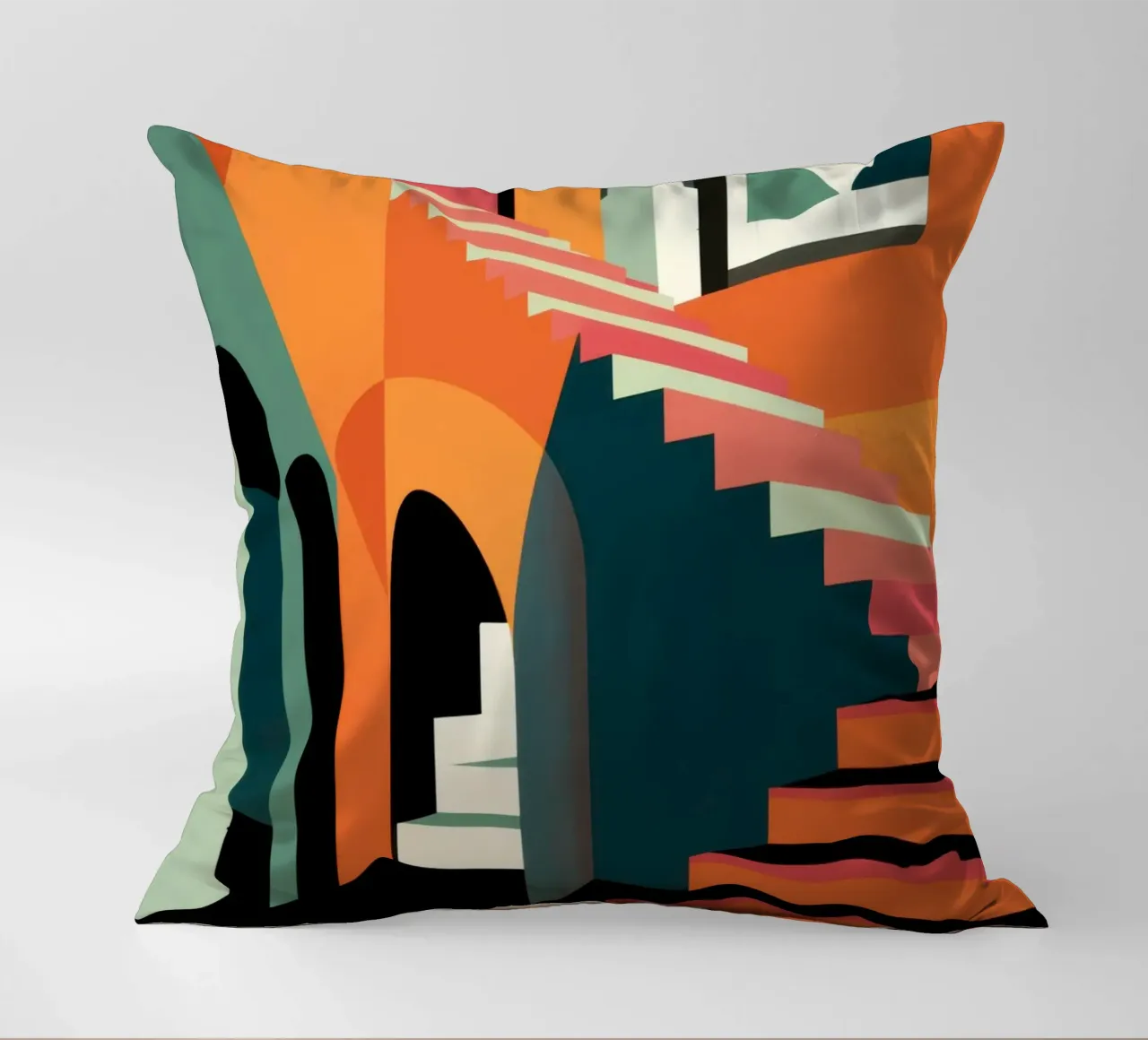 Chiaroscuro Stairway Dream decorative cushion by Mossy Pigment