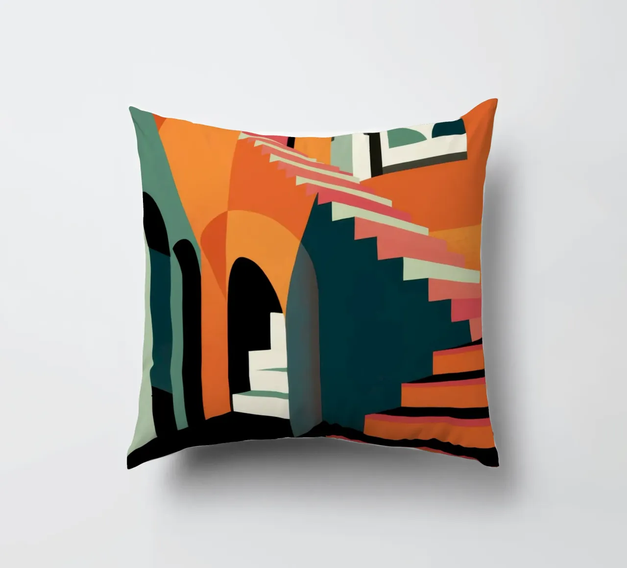 Chiaroscuro Stairway Dream decorative cushion by Mossy Pigment