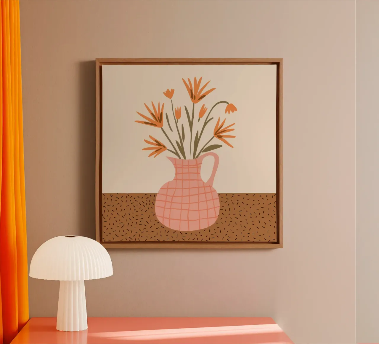 Fiori a scacchi rosa tela con Cornice a cassetta da Hollow Years