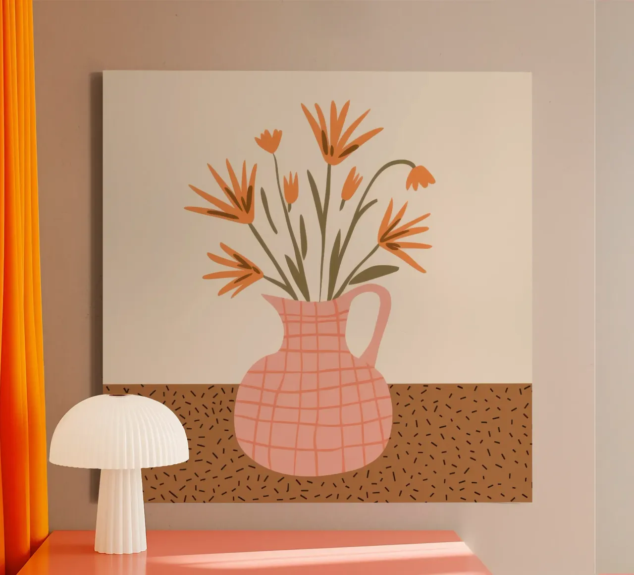 Fiori a scacchi rosa tela con Cornice a cassetta da Hollow Years