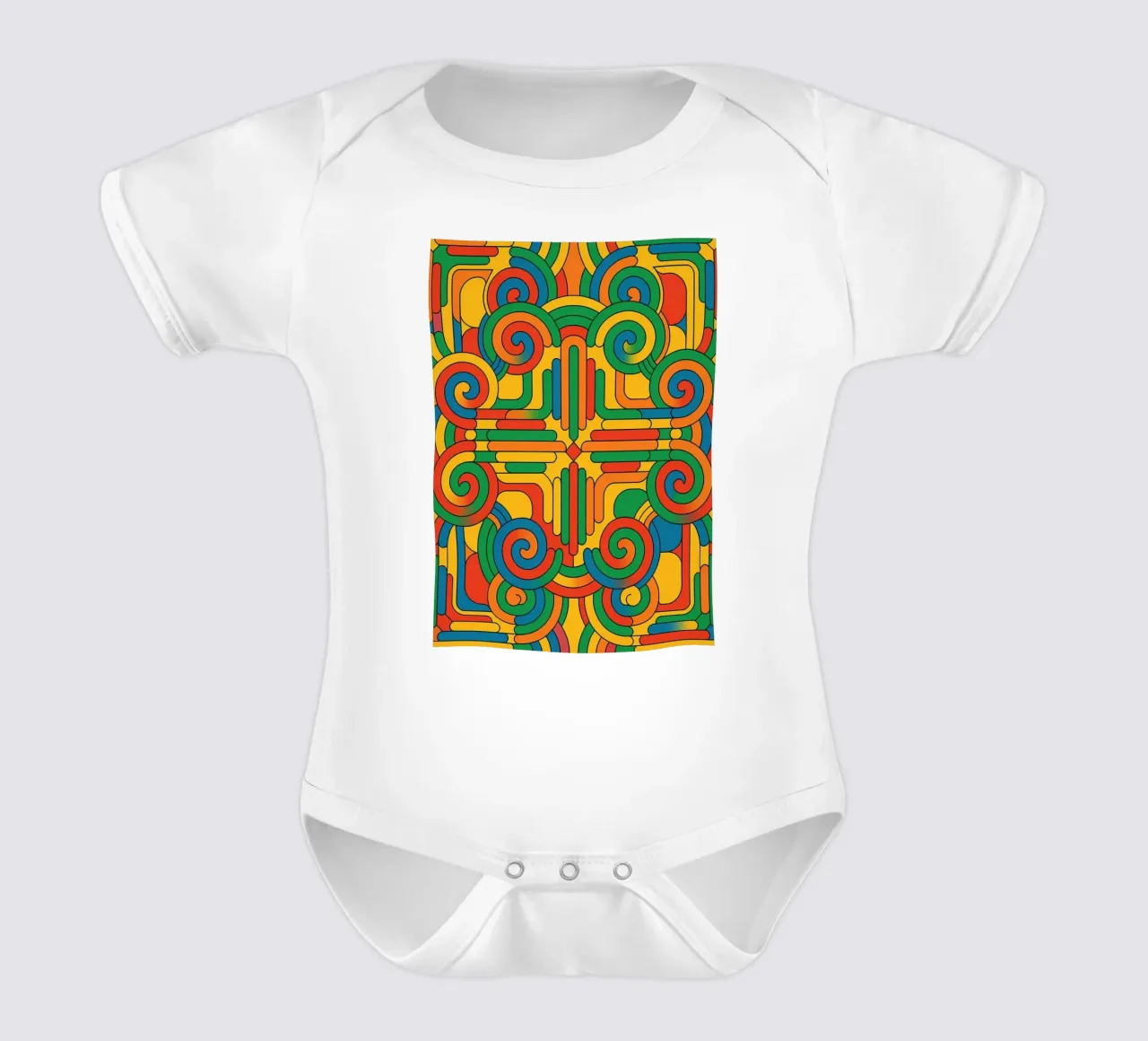 abstract spiral cross line vector short-sleeve baby romper by oneway
