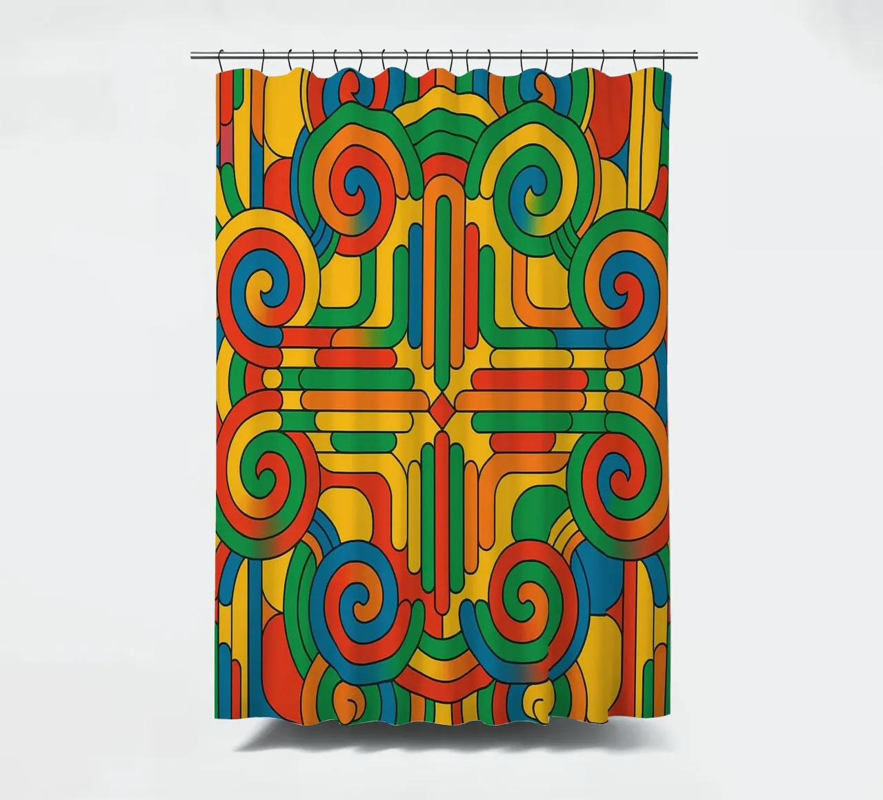 abstract spiral cross line vector shower curtain by oneway
