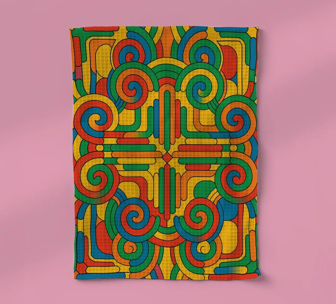 abstract spiral cross line vector tea towel by oneway