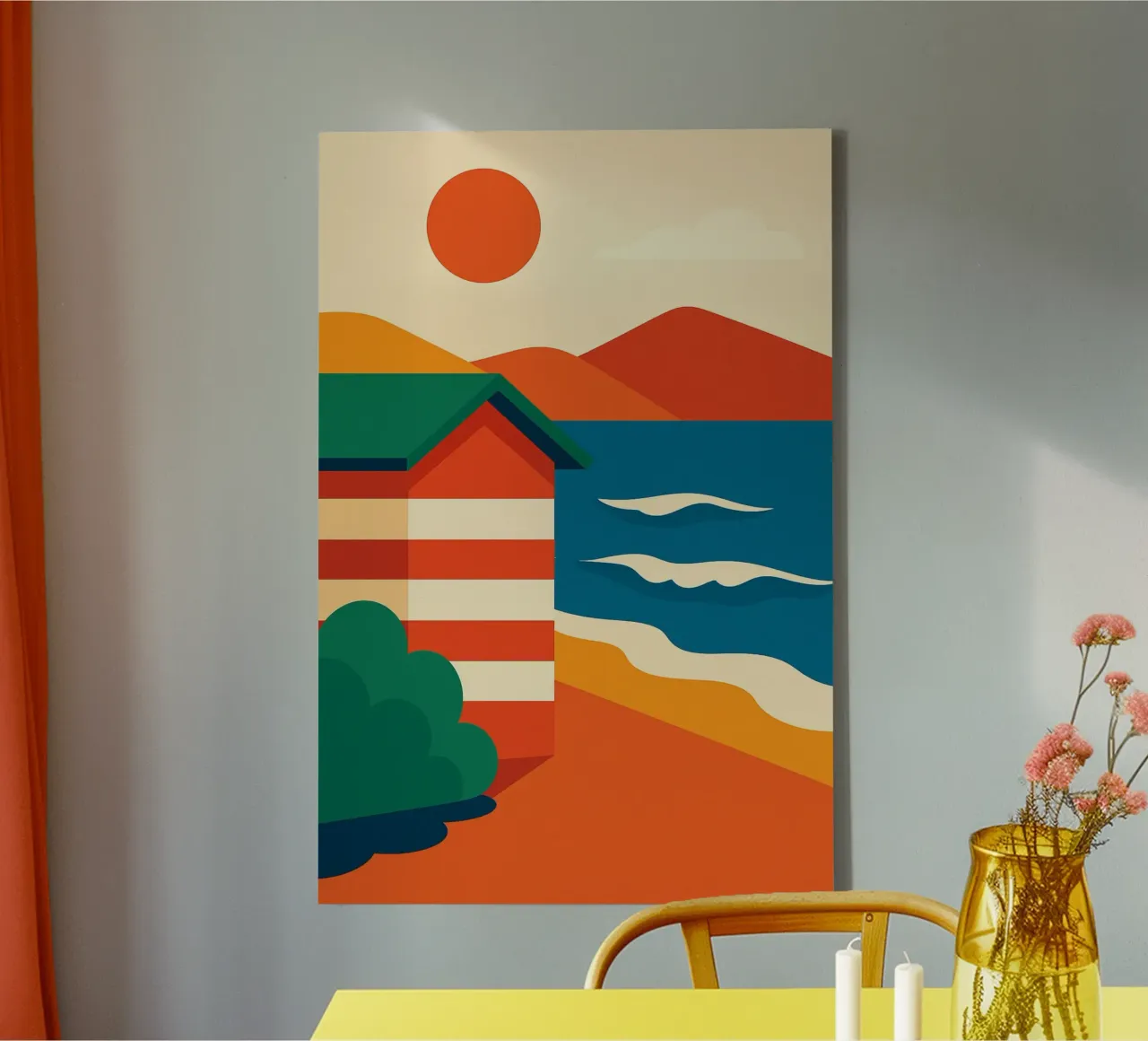 Eeuwige zomer in de gestreepte hut canvas met Baklijst van JETLAG | affiches voyage