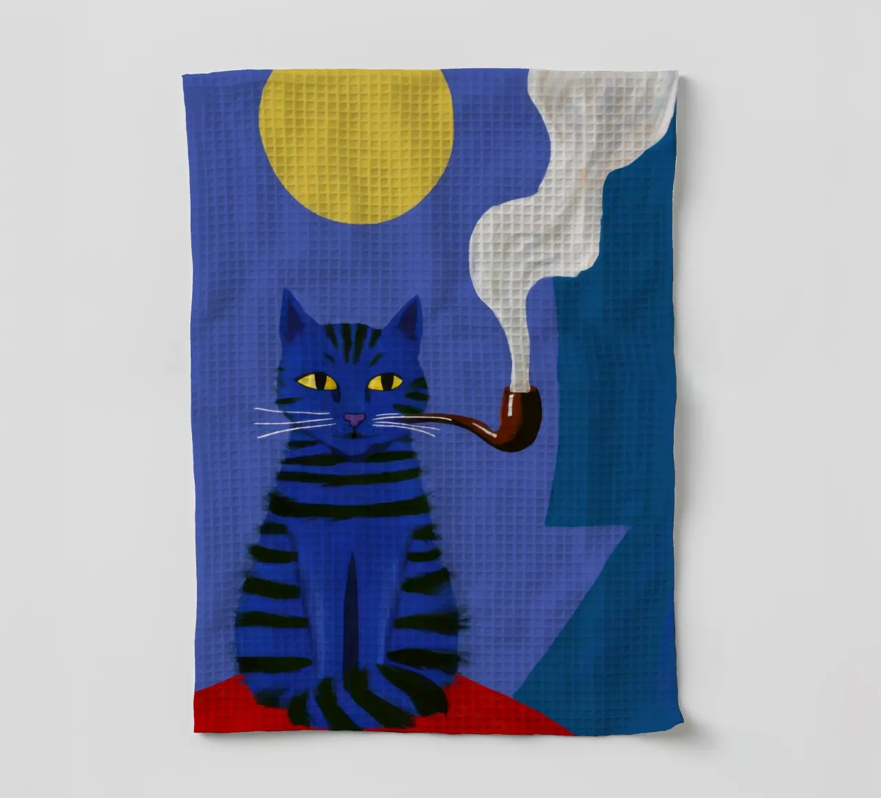 Pipa Dapper, felino fumatore canovaccio da cucina da Mossy Pigment