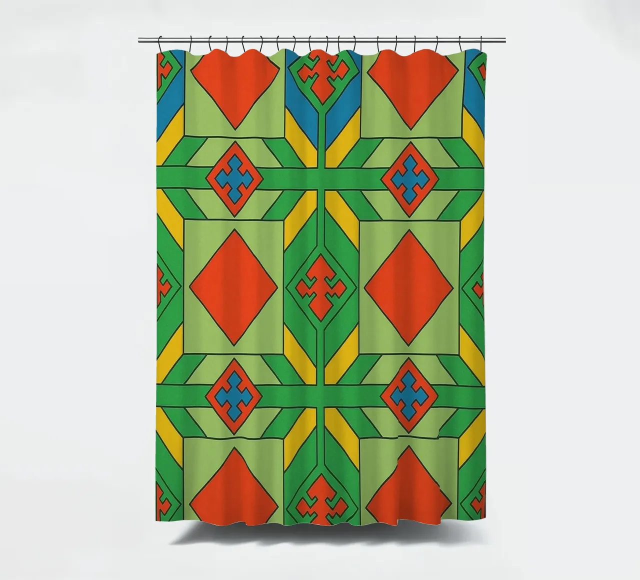 abstract tile line vector shower curtain by oneway