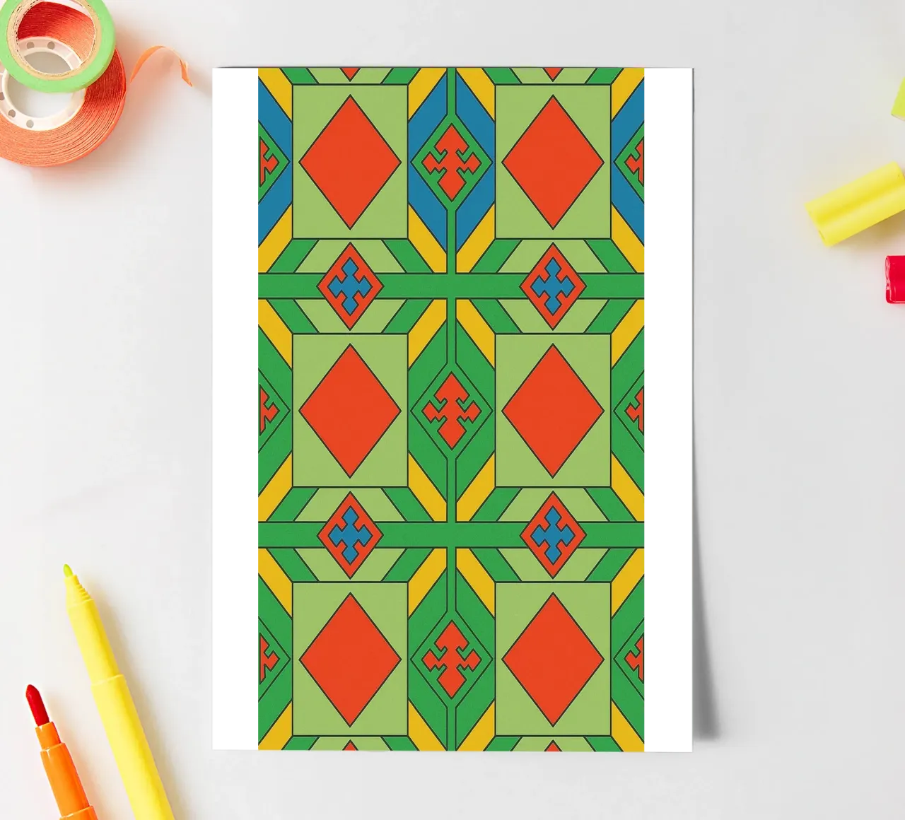 abstract tile line vector sticker sheet by oneway