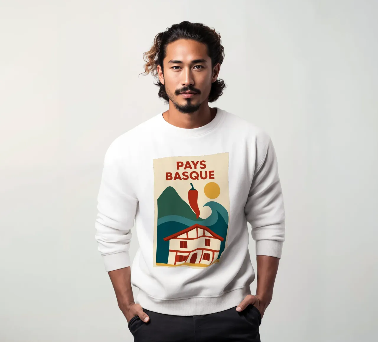 PAÍS VASCO, entre olas y pimientos sudadera de JETLAG | affiches voyage