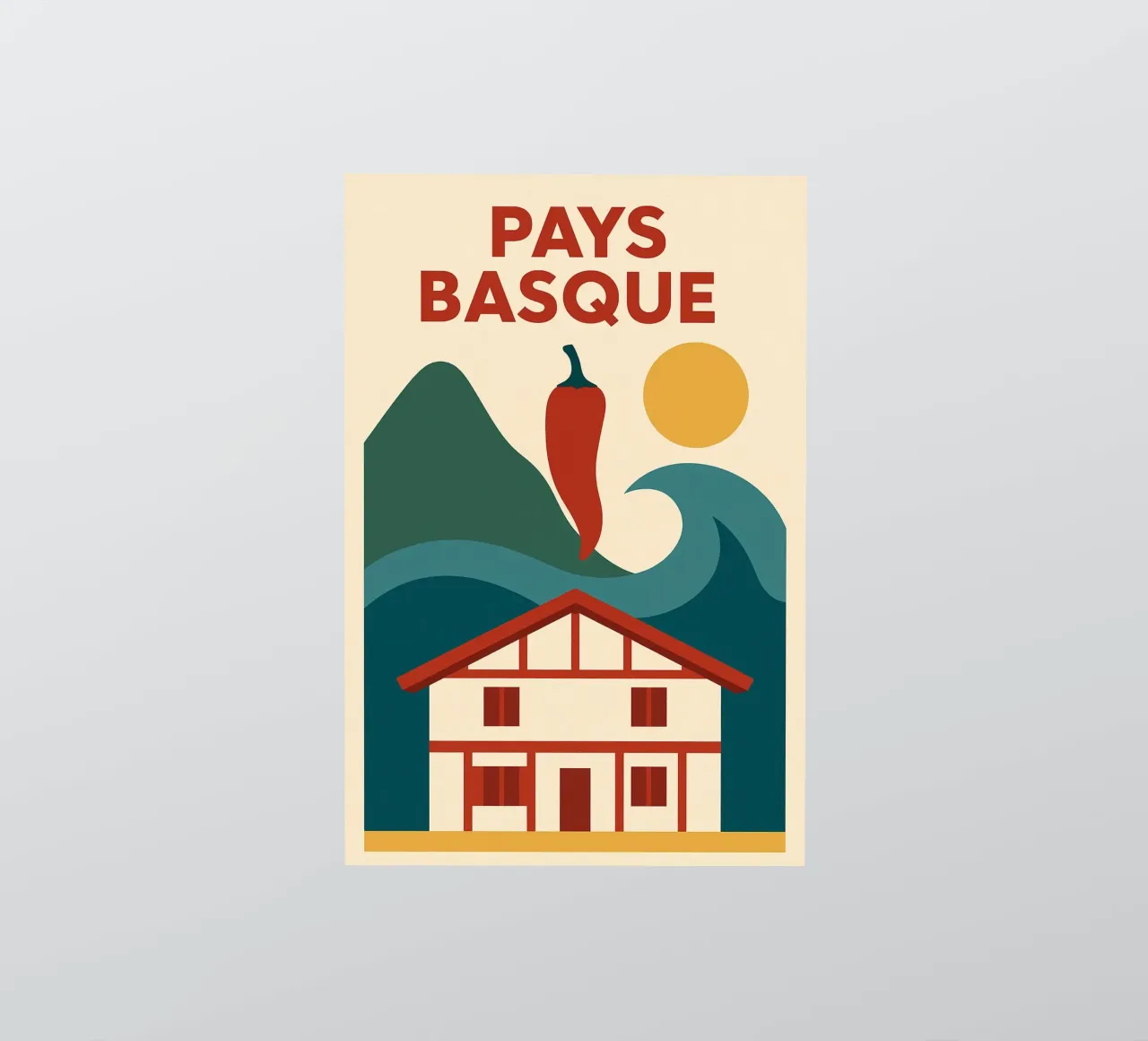 BASQUE COUNTRY, between waves and peppers sticker by JETLAG | affiches voyage