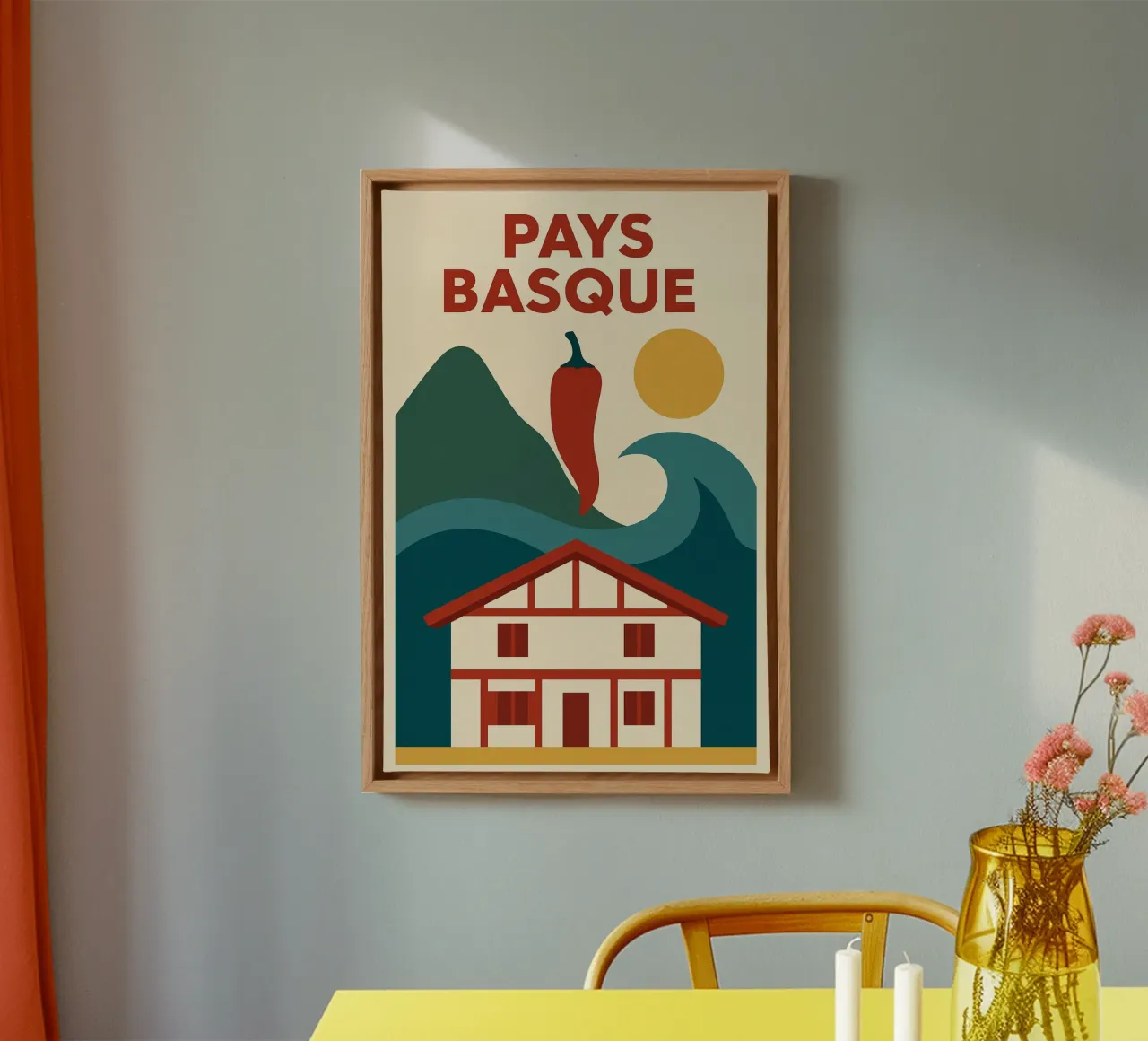BASQUE COUNTRY, between waves and peppers canvas by JETLAG | affiches voyage
