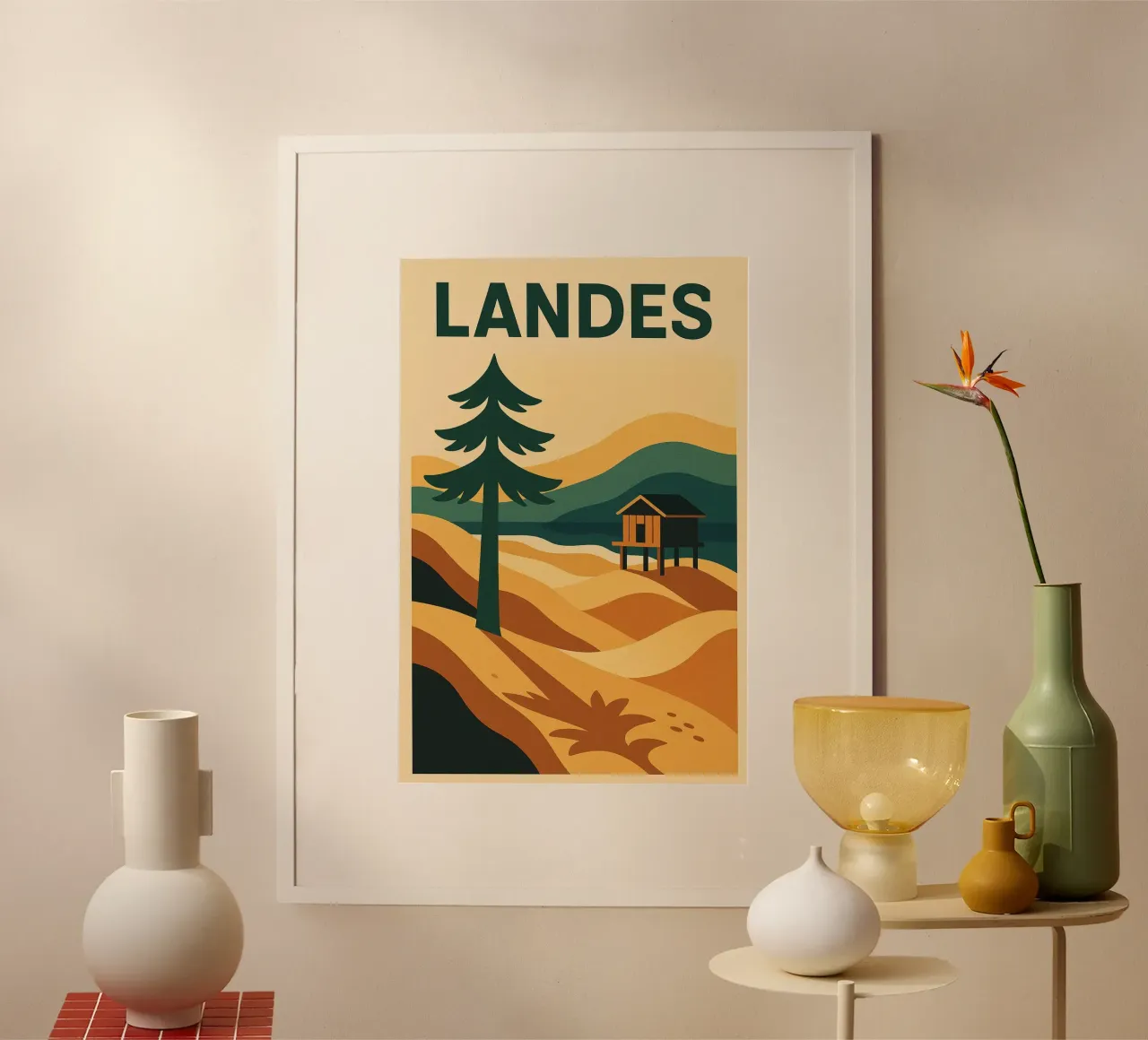LANDES, the call of the dunes and pines poster with aluminum frame by JETLAG | affiches voyage