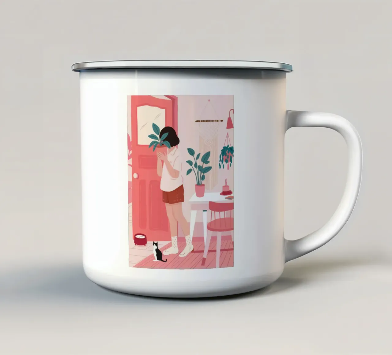 Annaffiare le piante al mattino tazza in smalto da Hollow Years