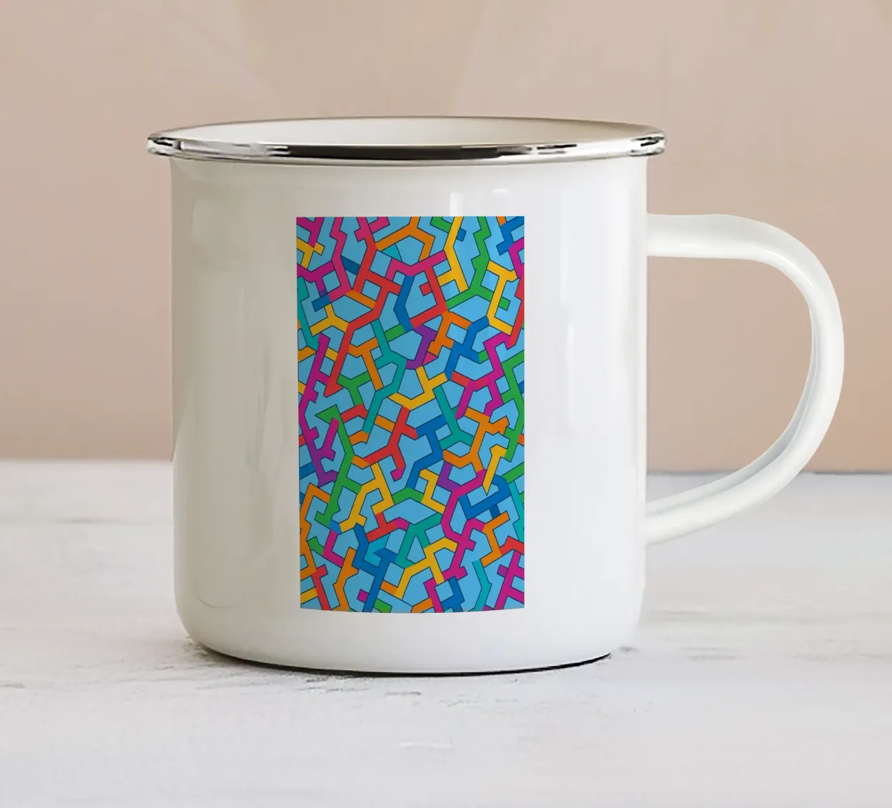 abstracte vector kunst emaille mok van oneway
