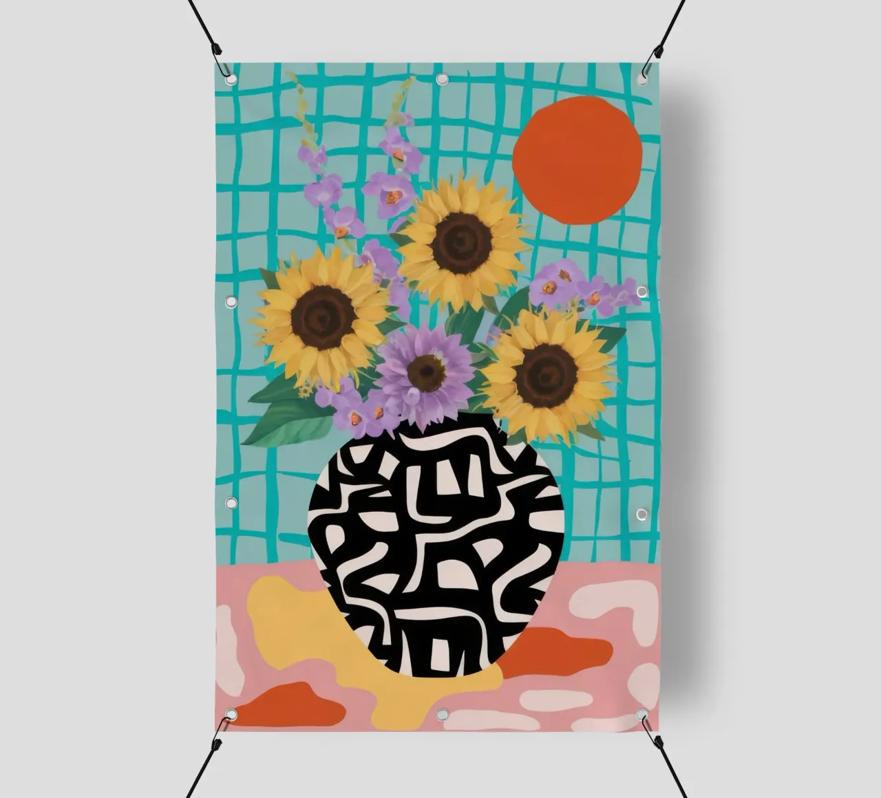 Modernes Sonnenblumenraster PVC Plane von Mossy Pigment