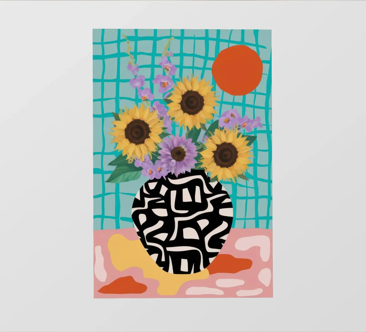 Modernes Sonnenblumenraster PVC Plane von Mossy Pigment