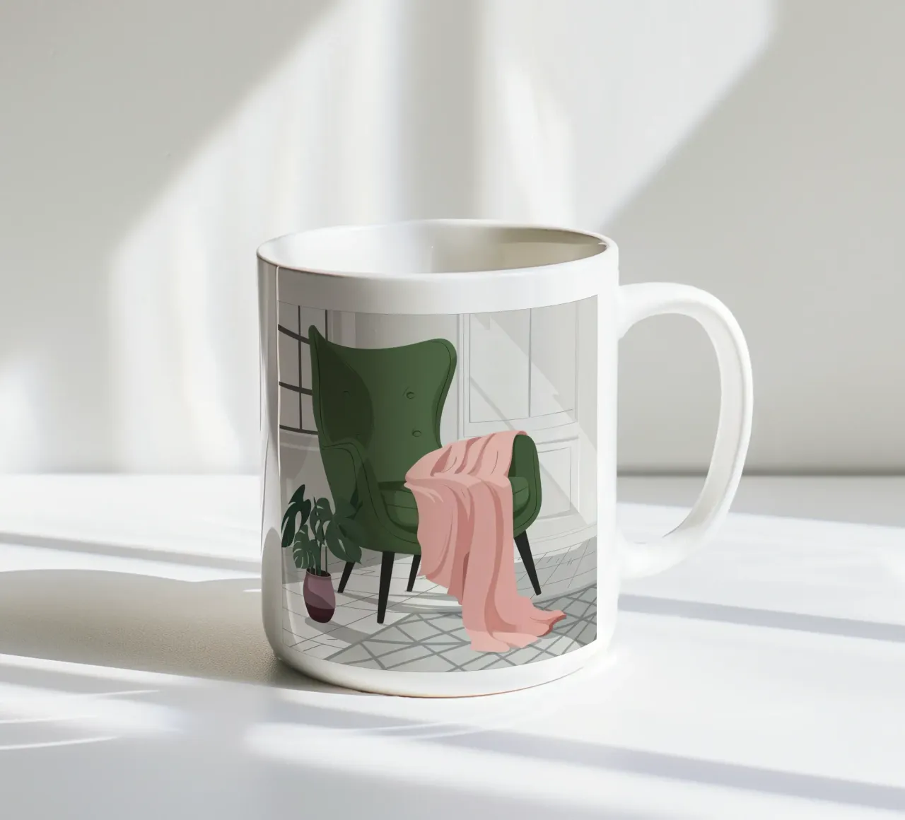 Green Throw Armchair ceramic mug by Hollow Years