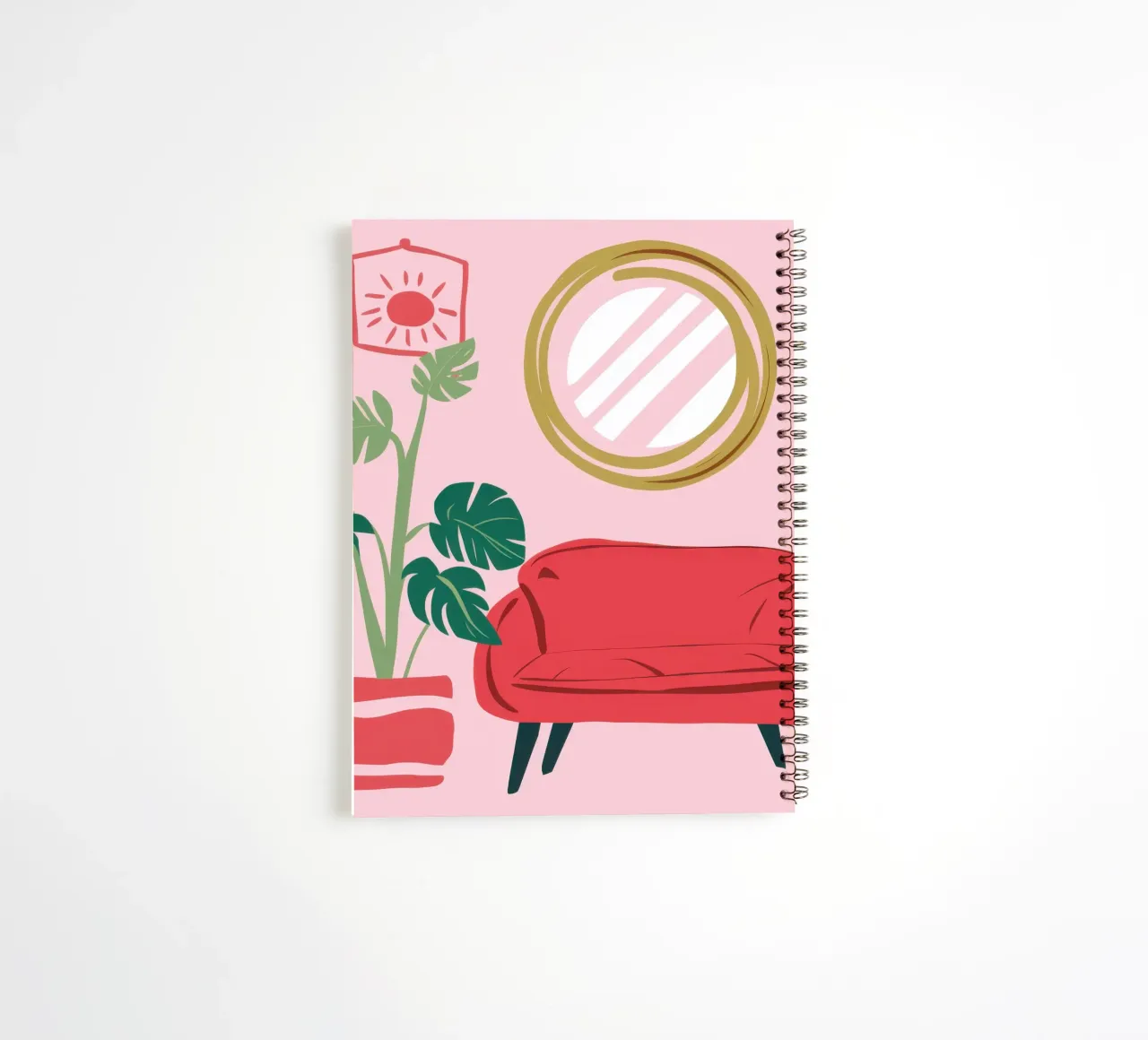 Red Sofa Gold Mirror spiral notebook by Hollow Years
