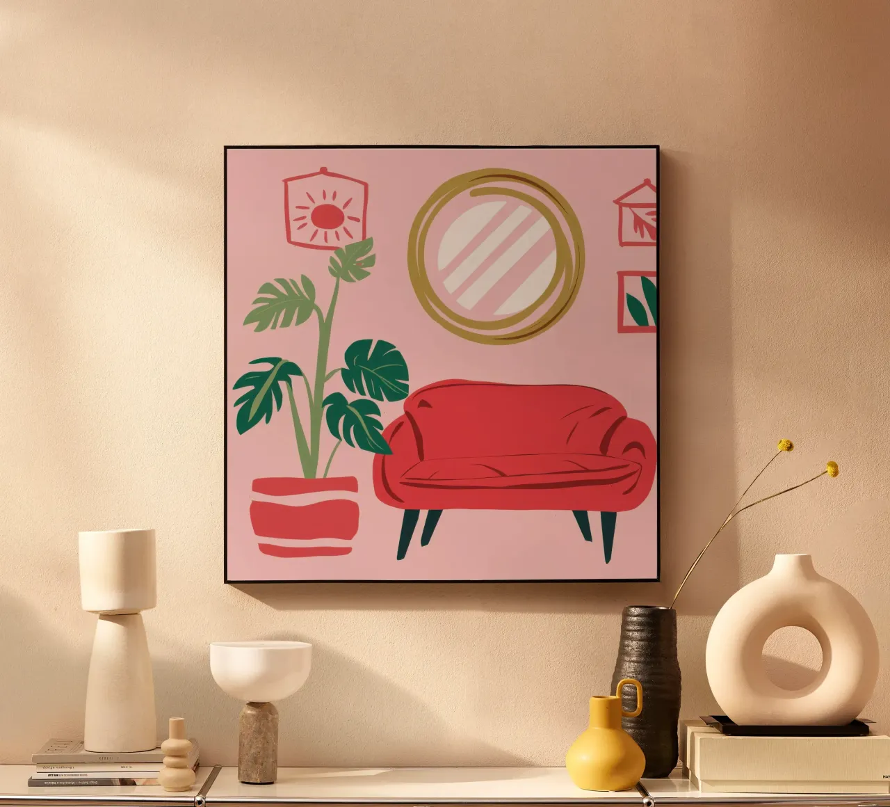 Divano rosso Specchio d'oro plexiglass da Hollow Years