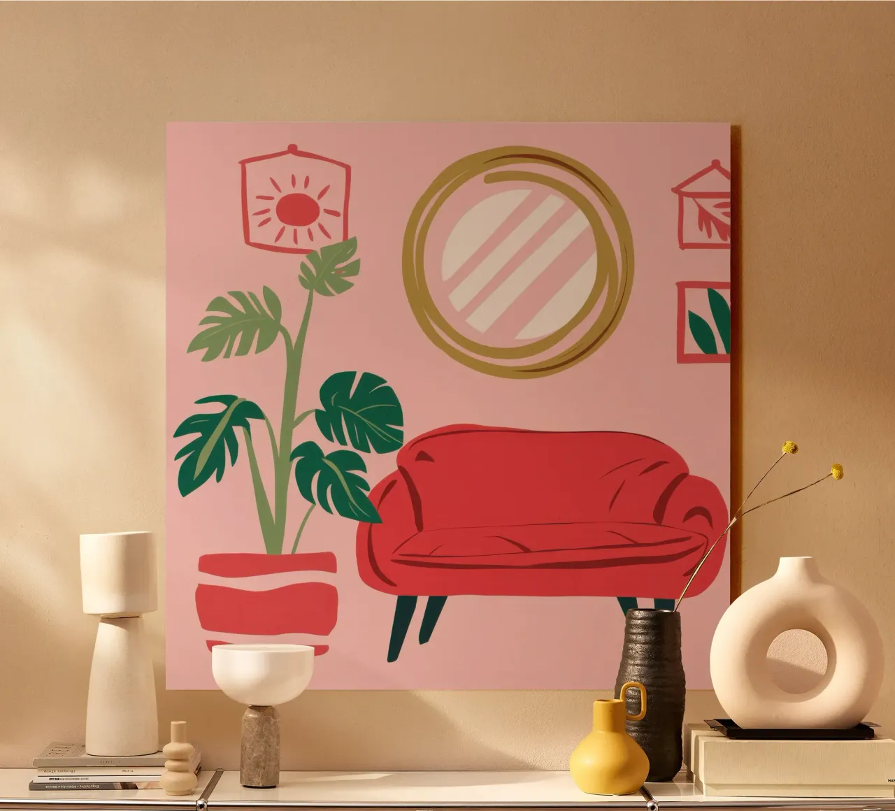 Divano rosso Specchio d'oro plexiglass da Hollow Years