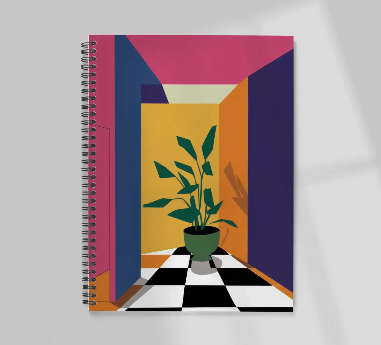 Geometric Interior Oasis spiral notebook by Mossy Pigment