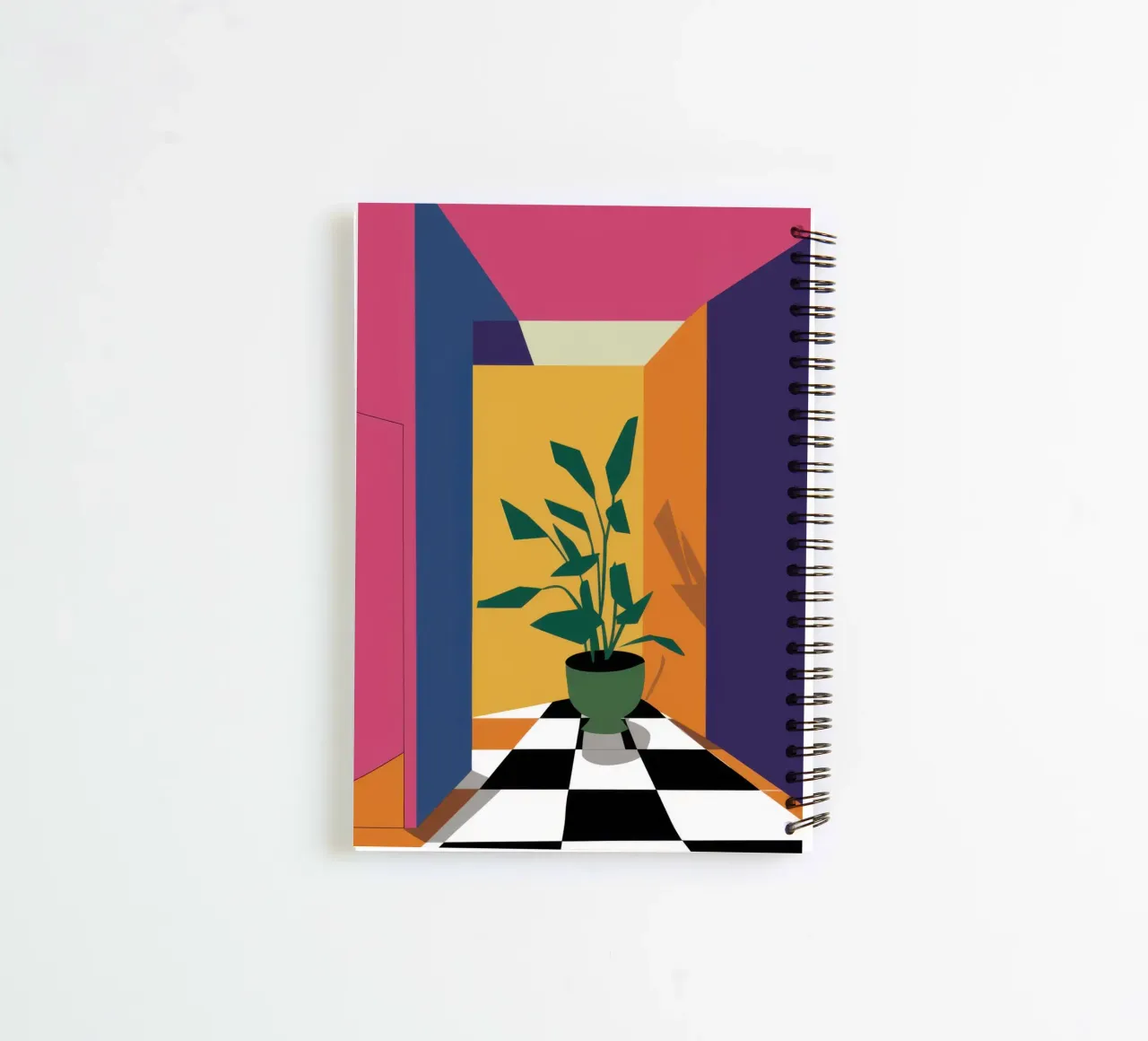 Geometric Interior Oasis spiral notebook by Mossy Pigment
