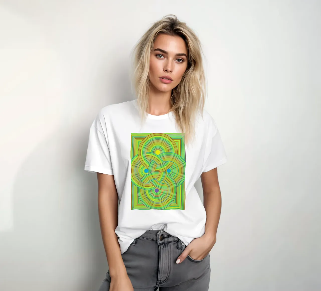 abstract webbing circle lines vector t-shirt by oneway