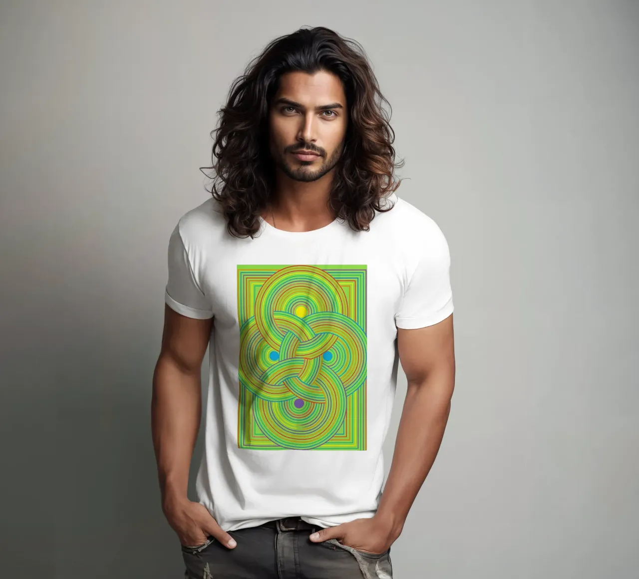 abstract webbing circle lines vector t-shirt by oneway