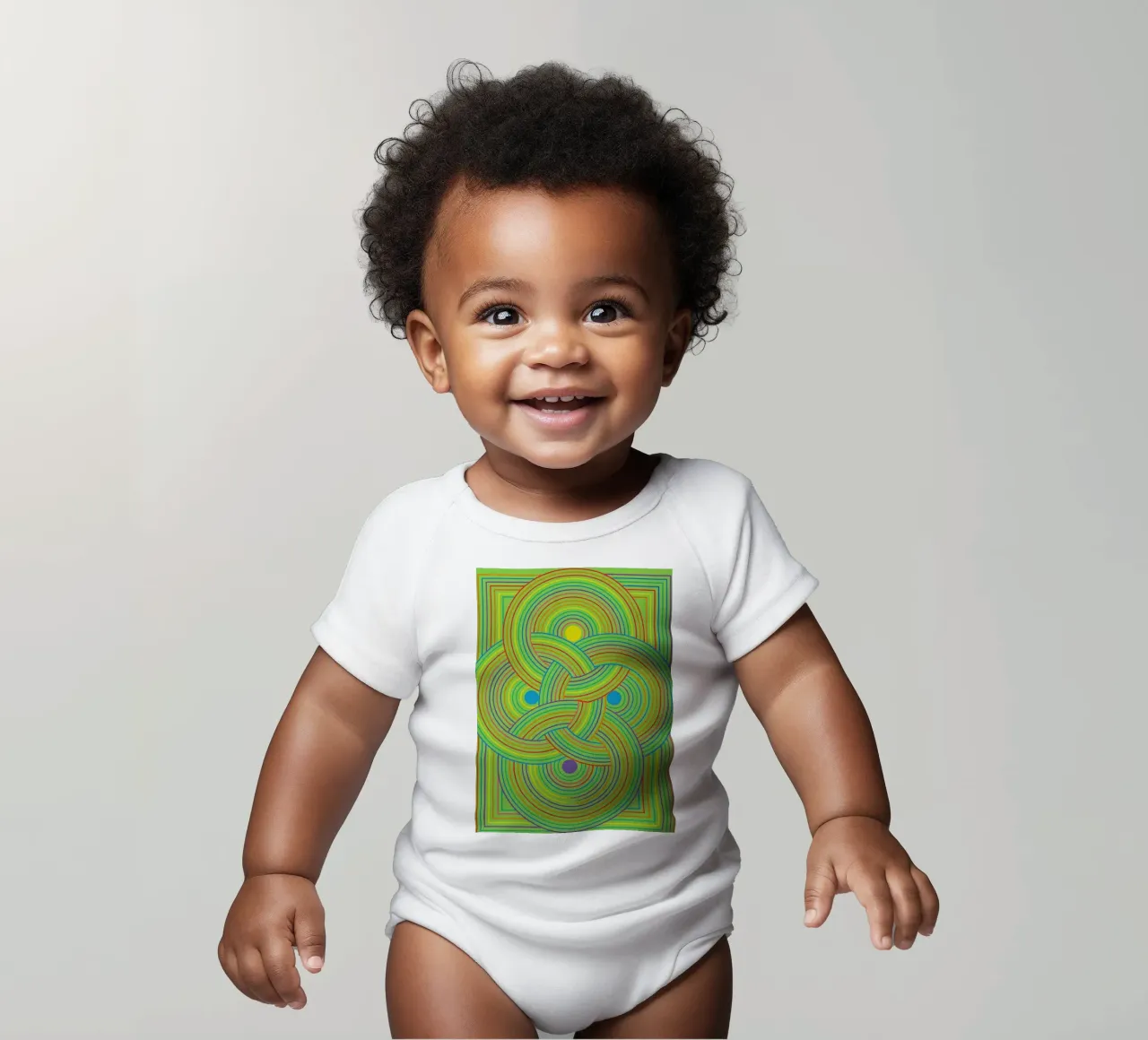 abstract webbing circle lines vector short-sleeve baby romper by oneway