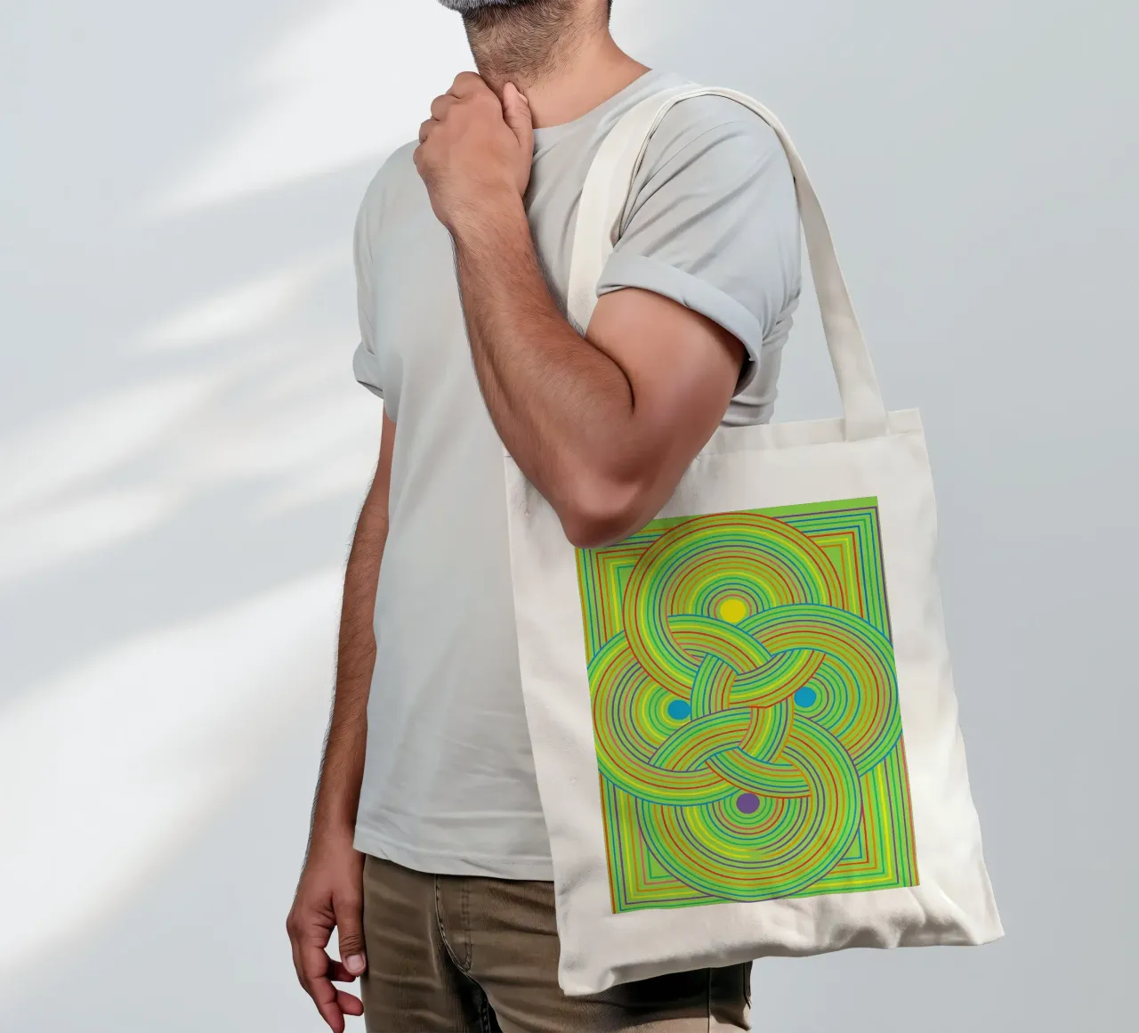red abstracta círculo líneas vector tote bag de oneway