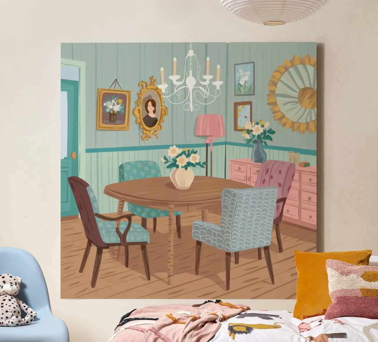 Sala da pranzo blu tela con Cornice a cassetta da Hollow Years