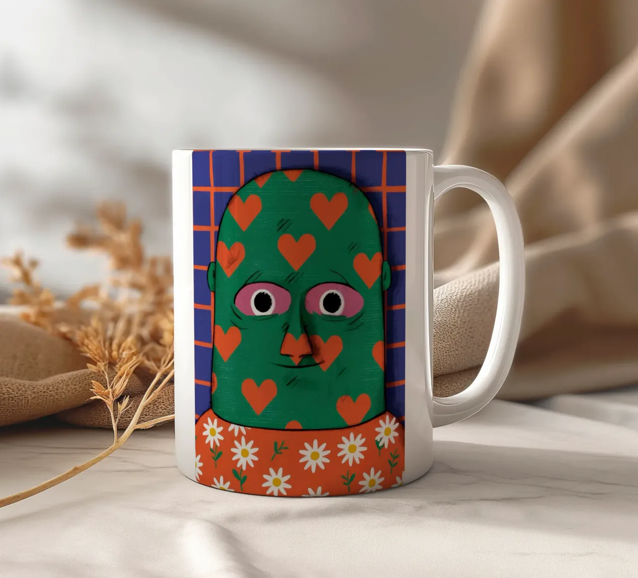 Amico dal cuore verde tazza in ceramica da Arcane Lines