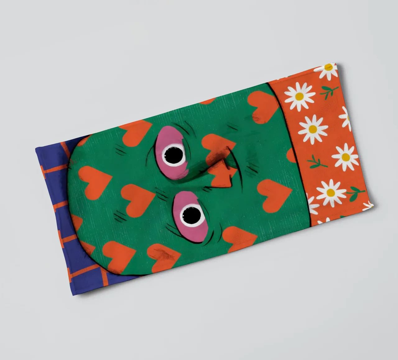 Green Heart Faced Friend towel by Arcane Lines