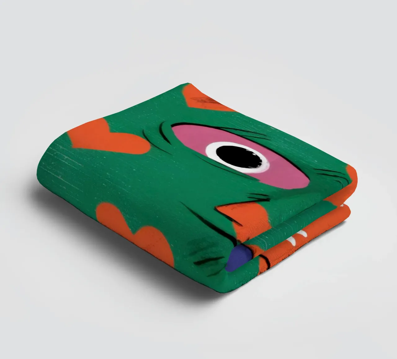 Green Heart Faced Friend towel by Arcane Lines