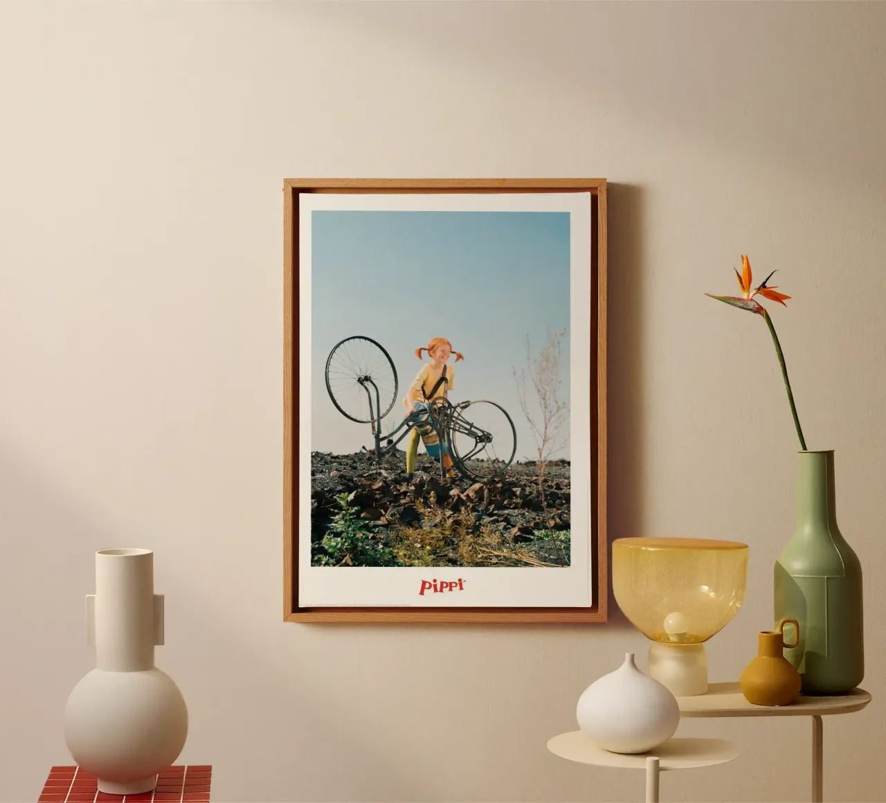 Pippi Langstrumpf und ihr Fahrrad Leinwand von Earl Beeman