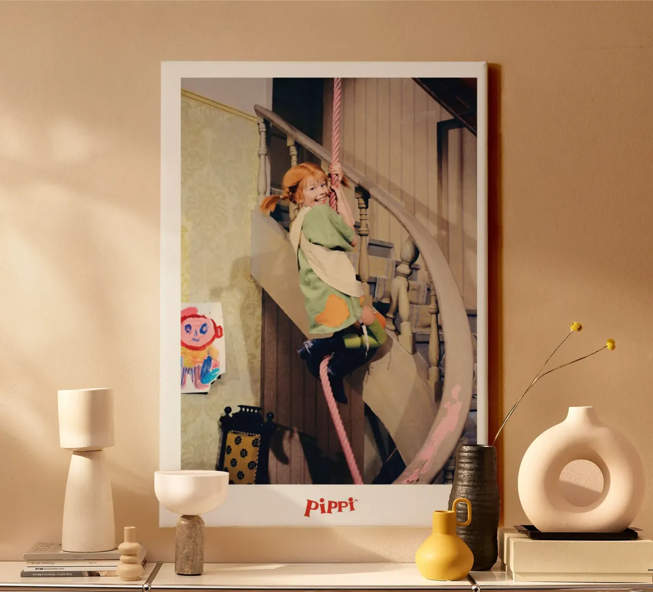 Pippi Langkous klimt canvas met Baklijst van Earl Beeman
