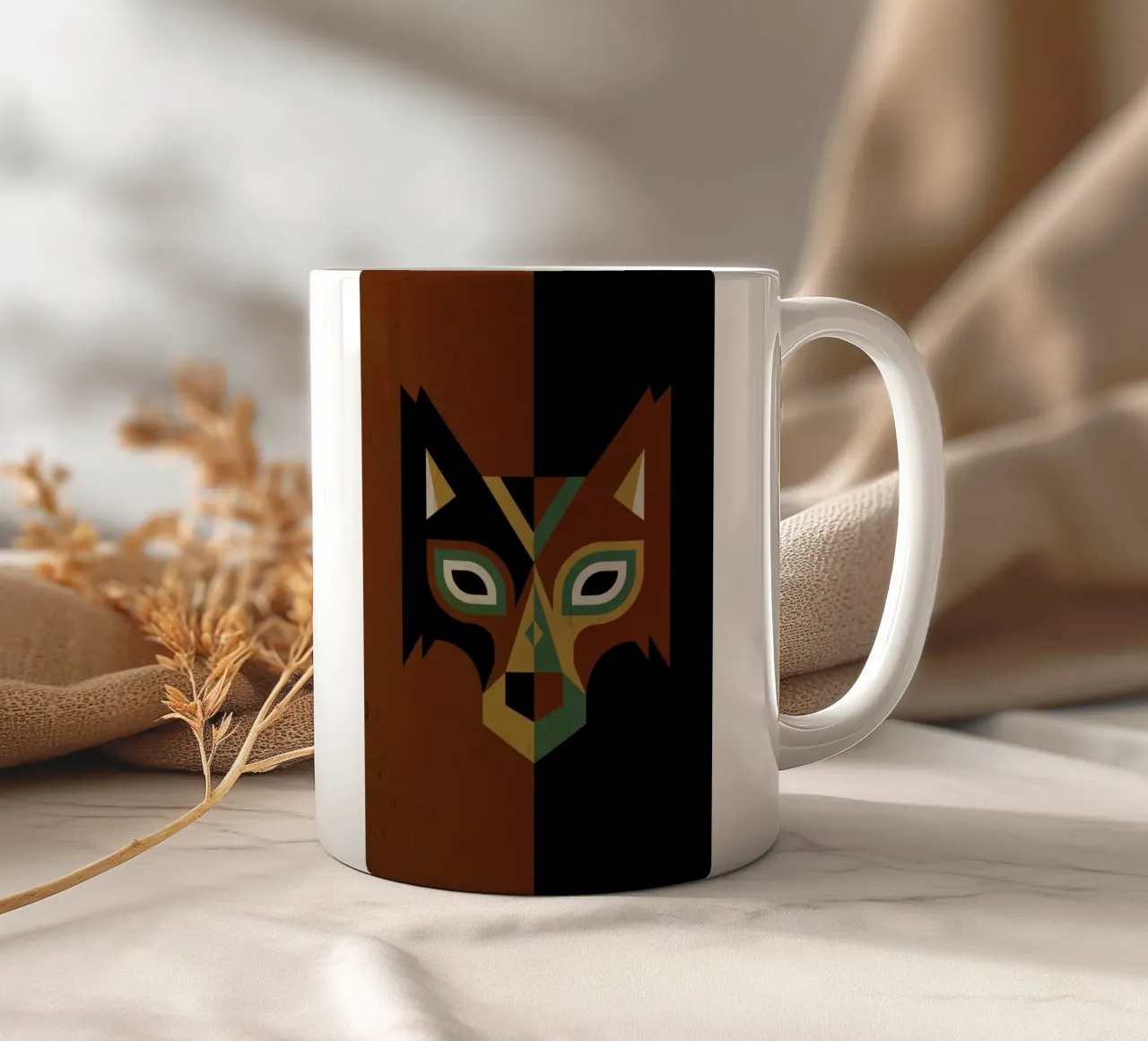 Wolf ceramic mug by Oscar Odd Diodoro