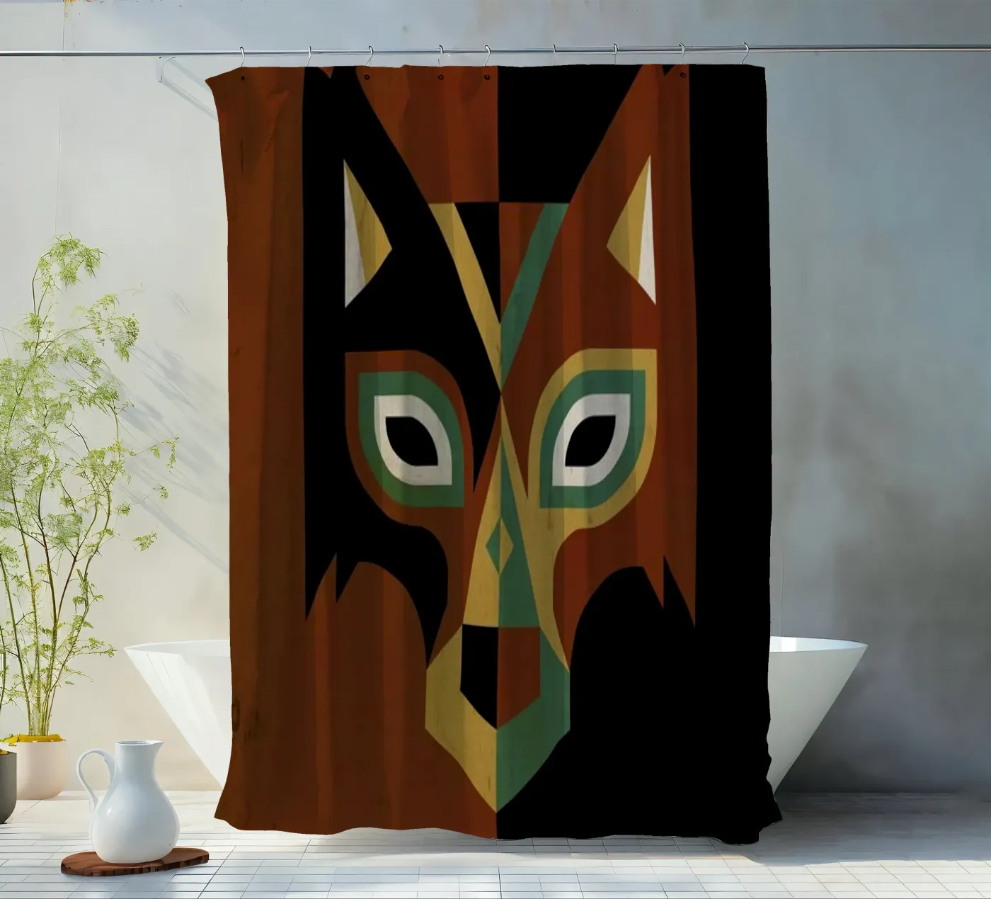 Wolf douchegordijn van Oscar Odd Diodoro