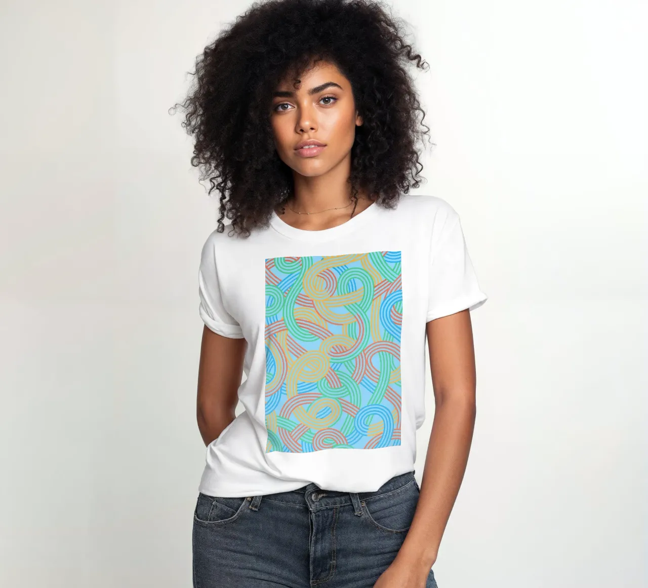 abstract webbing lines vector women's fitted t-shirt by oneway