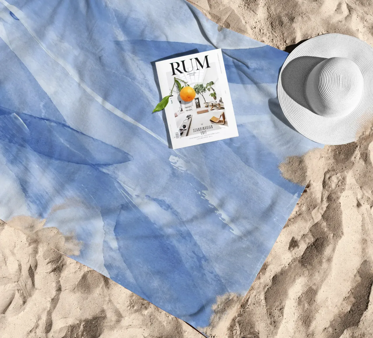 Pennellate astratte blu 3 telo mare da NouveauPrints