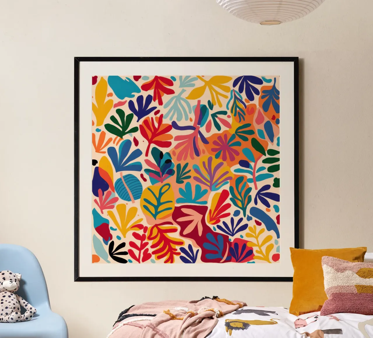 Caos nel giardino dei fiori selvatici poster con telaio in plastica da Arcane Lines