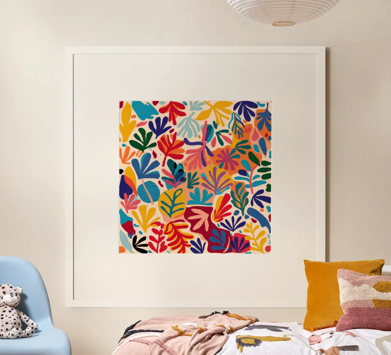 Caos nel giardino dei fiori selvatici poster con telaio in plastica da Arcane Lines
