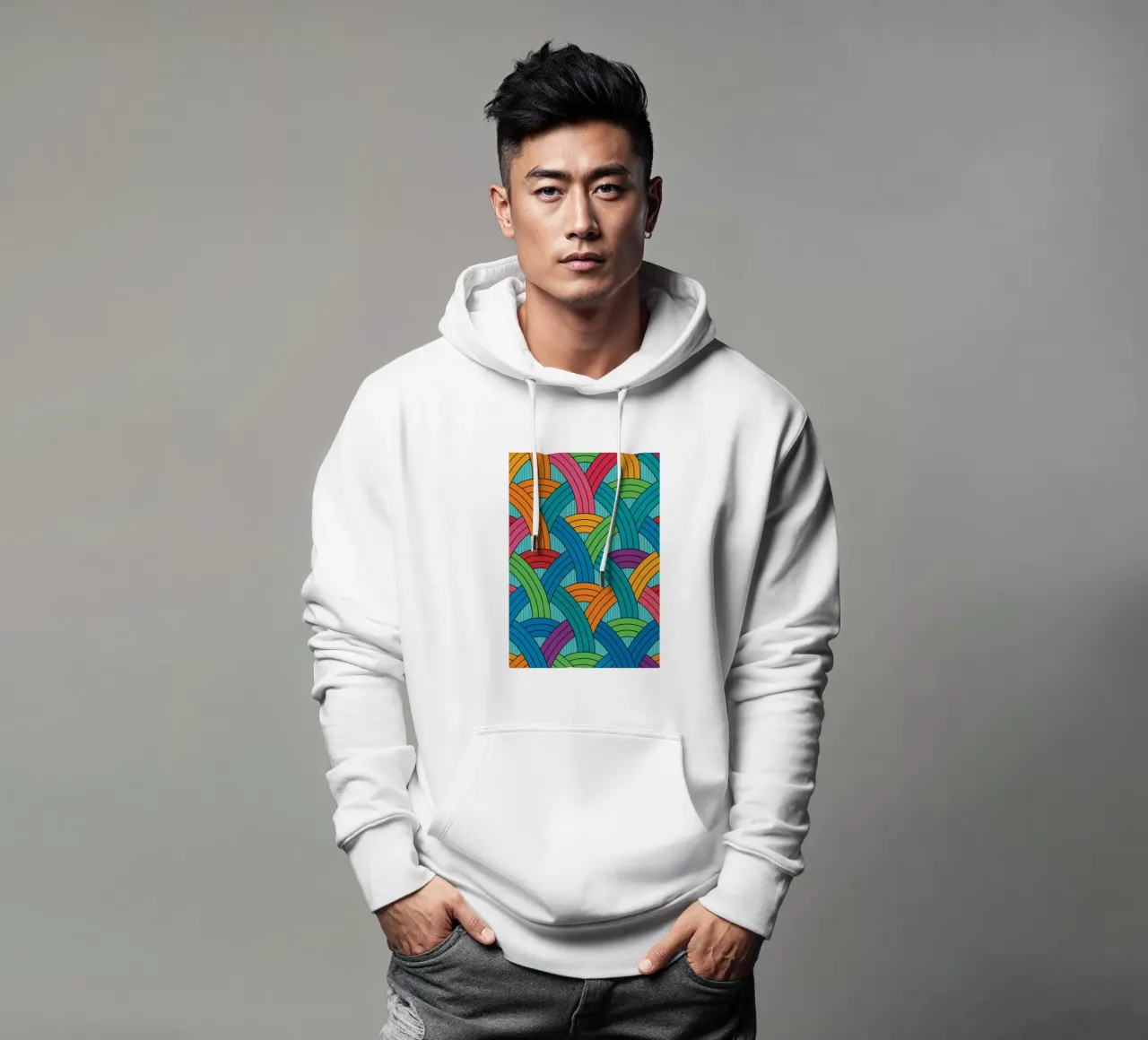 fettuccia astratta scale linee vettoriali felpa con cappuccio da oneway