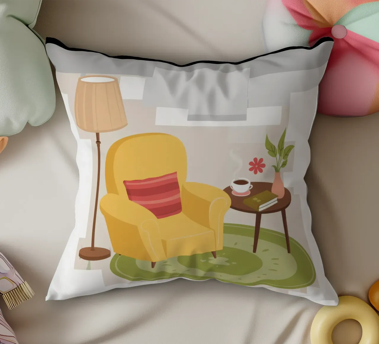 Fauteuil de lecture jaune coussin de Hollow Years