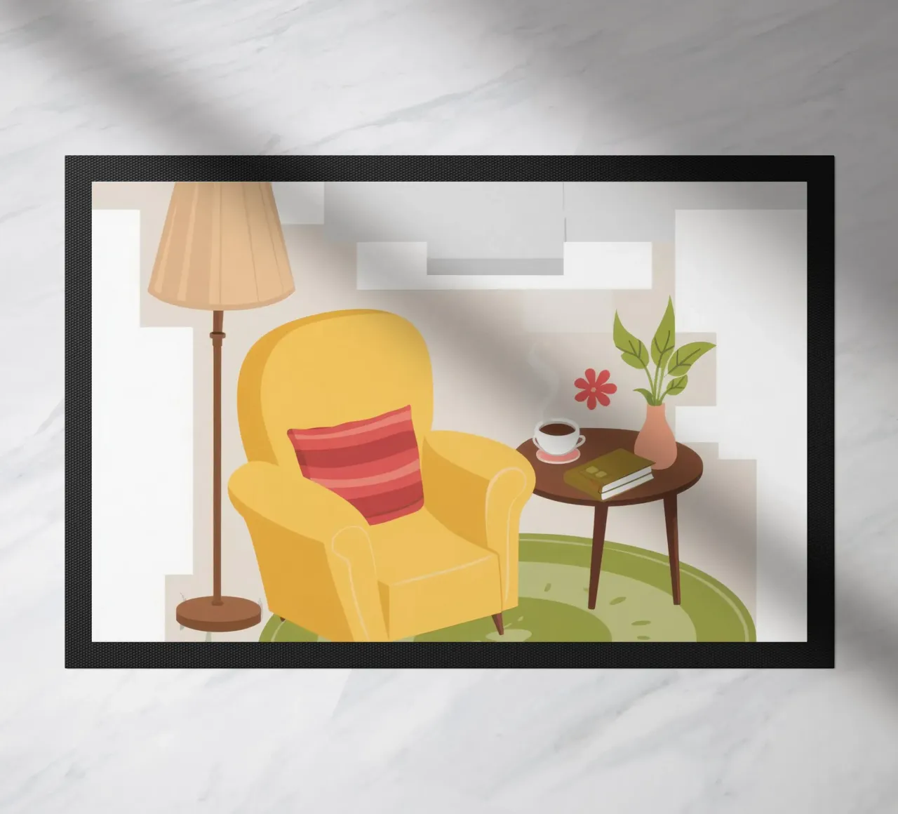 Fauteuil de lecture jaune paillasson de Hollow Years