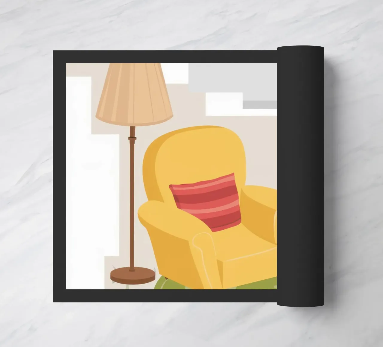 Fauteuil de lecture jaune paillasson de Hollow Years