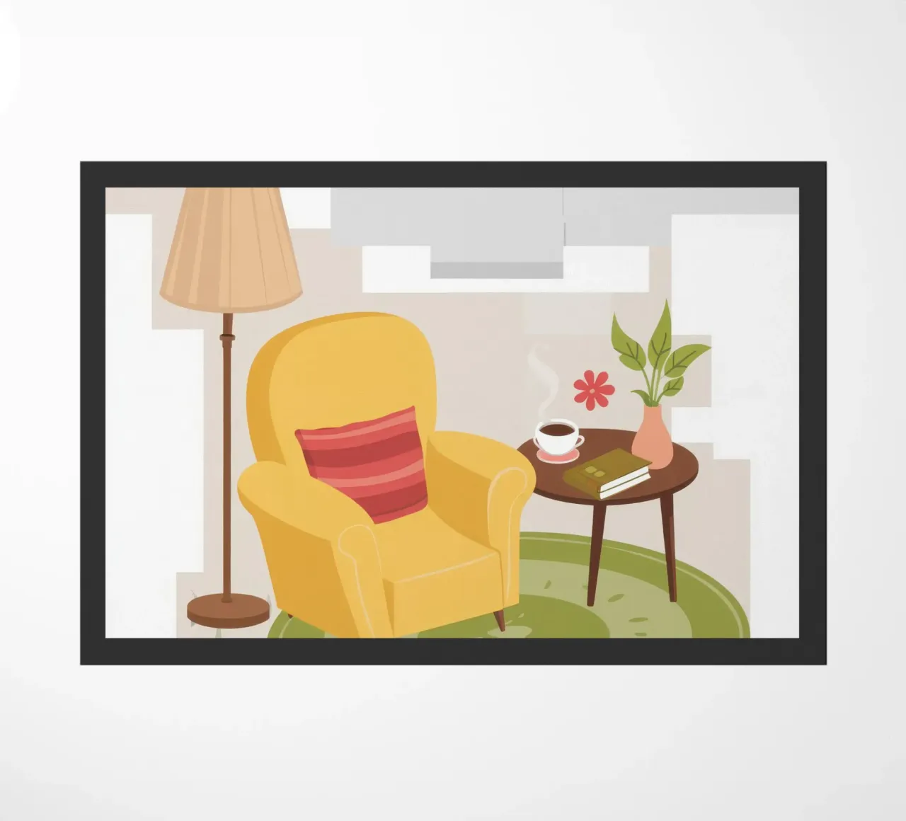 Fauteuil de lecture jaune paillasson de Hollow Years