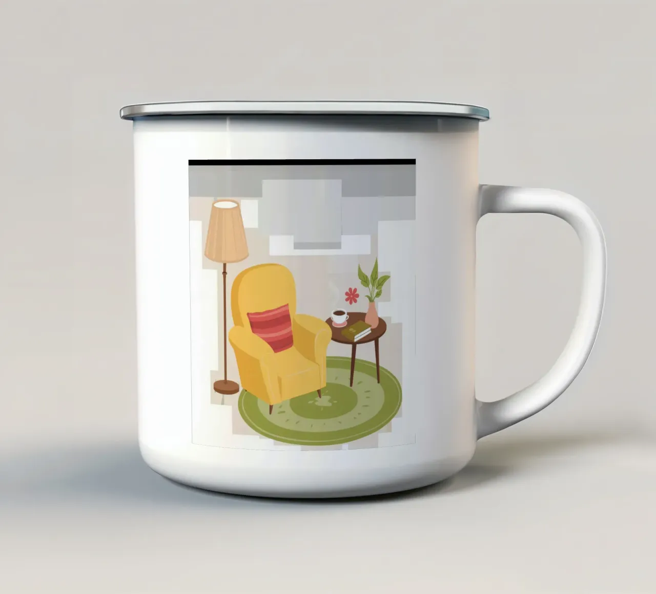 Fauteuil de lecture jaune mug en émail de Hollow Years