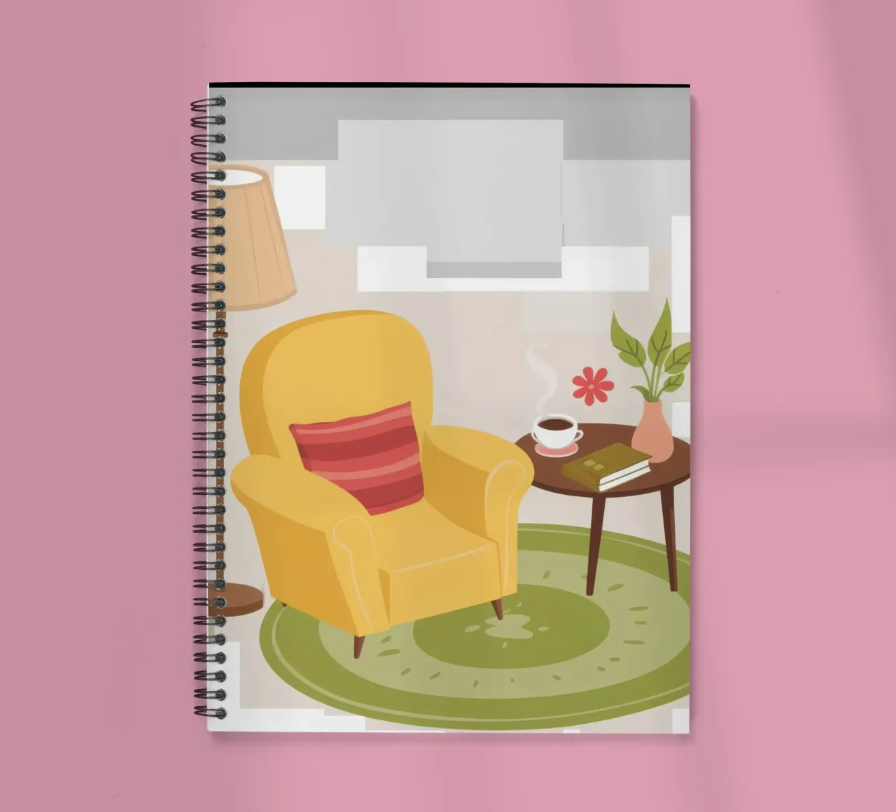 Fauteuil de lecture jaune carnet à spirale de Hollow Years
