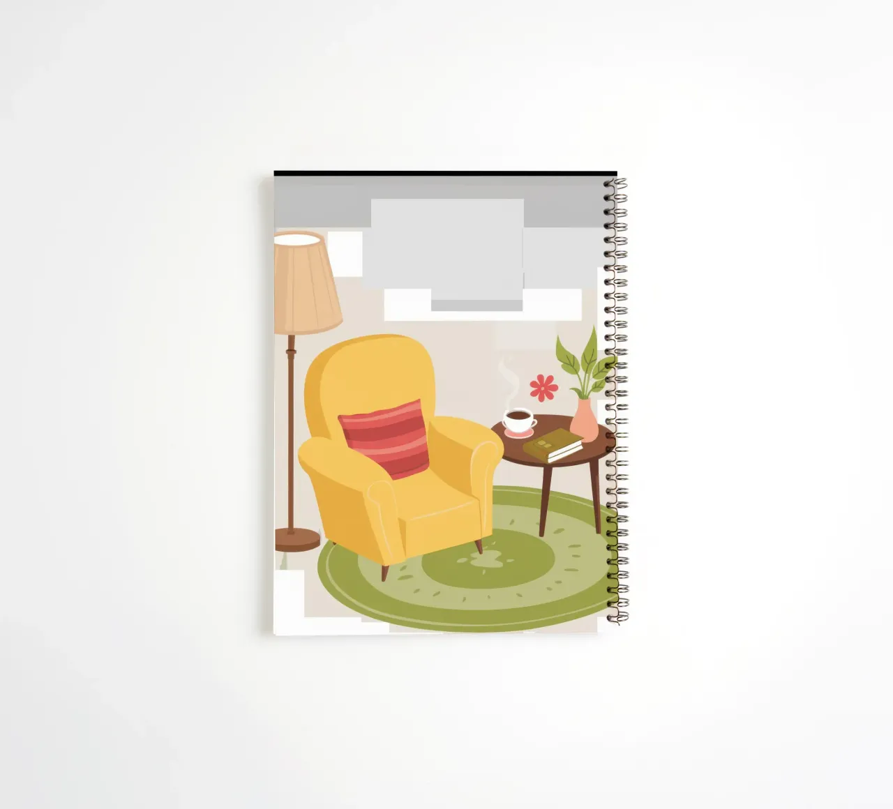 Fauteuil de lecture jaune carnet à spirale de Hollow Years