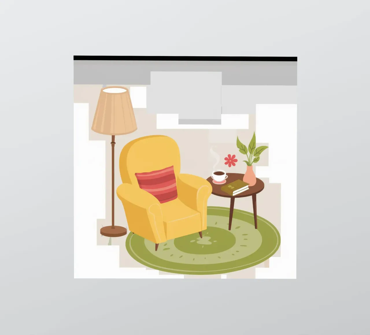 Fauteuil de lecture jaune autocollant de Hollow Years